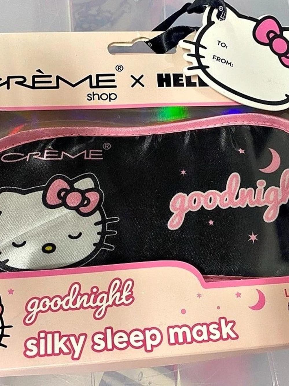 the CRÈME shop Hello Kitty Goodnight Silky Sleep Mask Black & Pink NWT